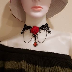 NEW GOTH or VICTORIAN EMBELLISHED LACE CHOKER